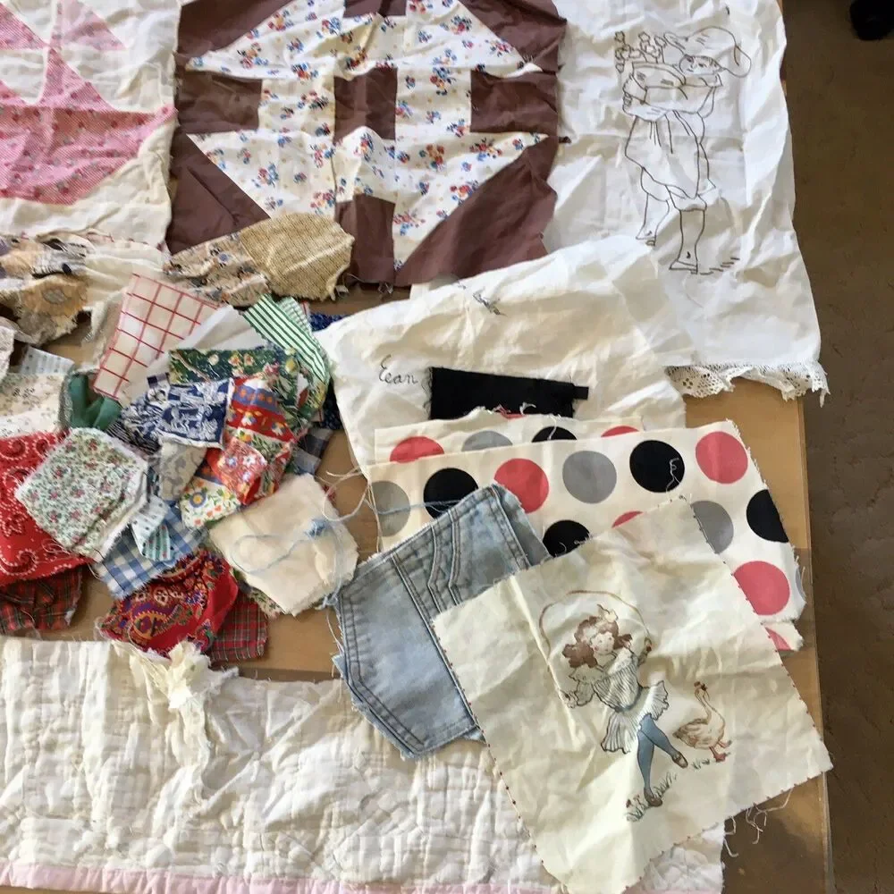 Quilt Block Salvage from old blankets & other blocks Vintage Find - Picture 11 of 12
